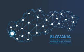 Slovakia communication network map. low poly image of a global map with lights in the form of cities. Map in the form of a constellation, mute and stars vector