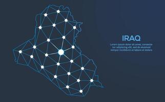 Iraq communication network map. low poly image of a global map with lights in the form of cities. Map in the form of a constellation, mute and stars vector