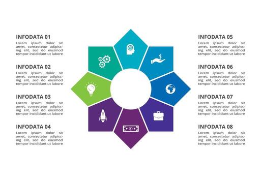 Creative concept for infographic with 8 steps, options, parts or processes. Business data visualization. vector