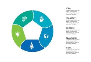 Creative concept for infographic with 5 steps, options, parts or processes. Business data visualization. vector