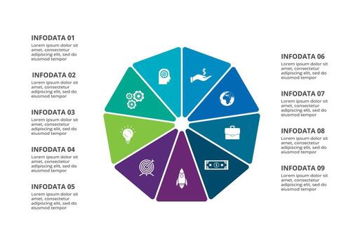 creativo concepto para infografía con 9 9 pasos, opciones, partes o procesos. negocio datos visualización. vector