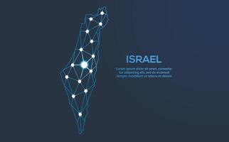 Israel communication network map. low poly image of a global map with lights in the form of cities. Map in the form of a constellation, mute and stars vector