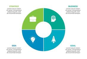 Circle dark infographic with 4 elements template for web on a black background, business, presentation. vector