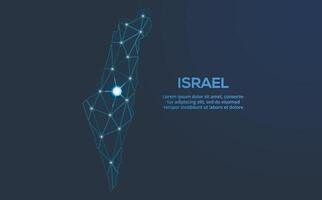 Israel communication network map. low poly image of a global map with lights in the form of cities. Map in the form of a constellation, mute and stars vector