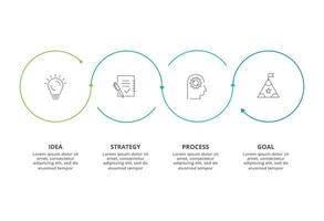 Line infographic with 4 steps, options, parts or processes. Business data visualization vector