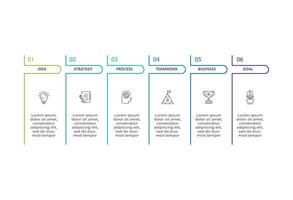 Line infographic with 6 steps, options, parts or processes. Business data visualization vector
