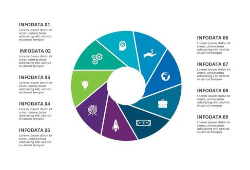 Creative concept for infographic with 9 steps, options, parts or processes. Business data visualization. vector