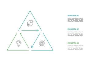 Line infographic with 3 steps, options, parts or processes. Business data visualization vector