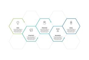 Line infographic with 5 steps, options, parts or processes. Business data visualization vector