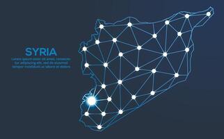 Syria communication network map. low poly image of a global map with lights in the form of cities. Map in the form of a constellation, mute and stars vector