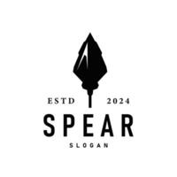 Spear Logo, Arrowhead Weapon Design Hunting Spear Simple Vintage Retro Rustic Minimalist Concept vector