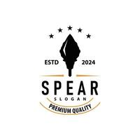 Spear Logo, Arrowhead Weapon Design Hunting Spear Simple Vintage Retro Rustic Minimalist Concept vector