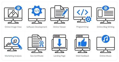 A set of 10 seo icons as online image view, software development, online viewer vector