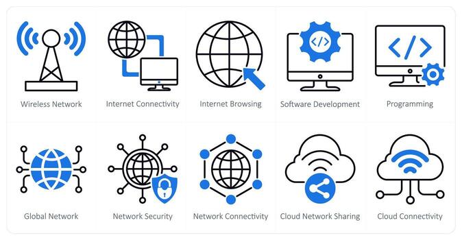 A set of 10 seo icons as wireless network, internet connectivity, internet browsing vector
