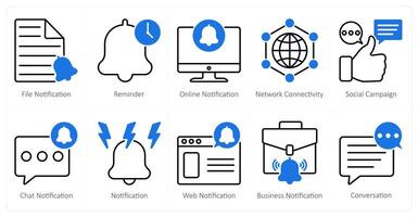 A set of 10 seo icons as file notification, reminder, online notification vector