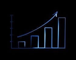 Illustration of progress graph. Achieving financial success over a period of time. Neon growth chart. vector