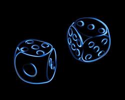 Iillustration of playing dice with neon effect. vector