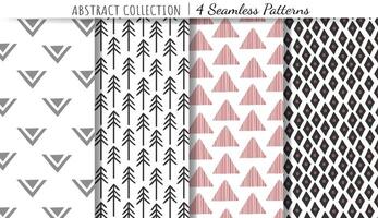 Set of seamless abstract hand drawn patterns. Trendy modern shape doodle backgrounds vector