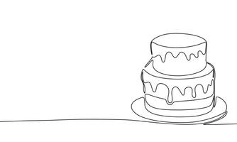 Cake one line continuous. Cake line art. Hand drawn art. vector