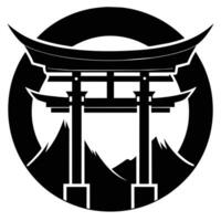 logo illsutration of japanese torii gate vector