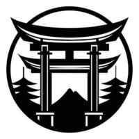 logo illsutration of japanese torii gate vector