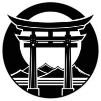 logo illsutration of japanese torii gate vector