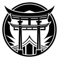 logo illsutration of japanese torii gate vector