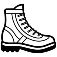 line art illustration icon of hiking boots vector