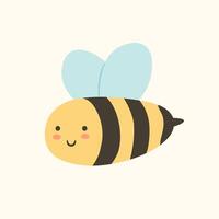 a cartoon cute bee with a smile on its face vector