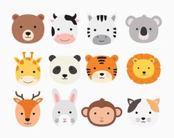 Cute Face Animal Illustration Flat Design vector