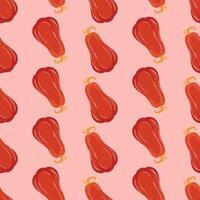 Autumn red pumpkin seamless pattern in hand drawn style vector