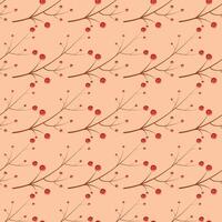 Autumn rowanberry seamless pattern in hand drawn style vector