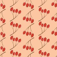 Autumn Hawthorn seamless pattern in hand drawn style vector