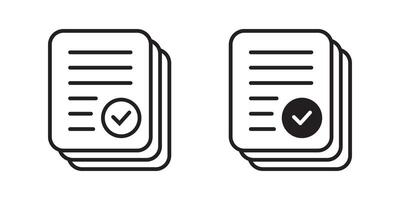 Document with Check mark icon. Compliance document icon. Approved process. Checkmark business concept. vector