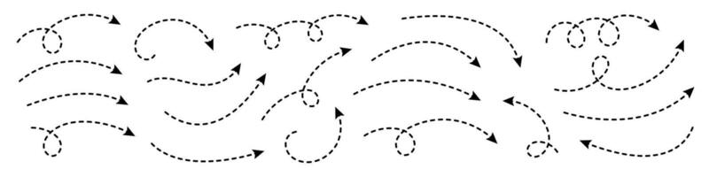 Curved dotted arrow. Zigzag arrow stripes design with dotted lines. vector