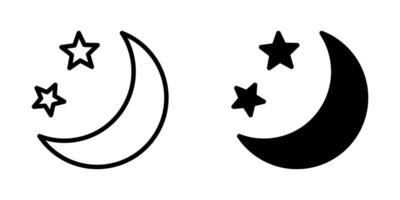 Crescent moon with stars icon on white background. Night icon. Crescent moon icon. Minimalist style. vector