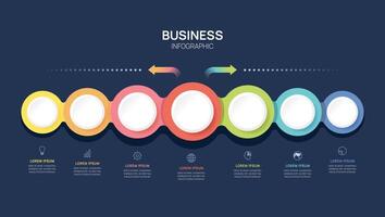 Infographic diagram template for business. Modern circle Timeline 7 step, presentation infographics. vector