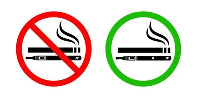 No smoking no vaping and smoking area sign set. vector