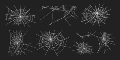 Spooky halloween old spider web with various sizes and shapes. Old cobweb set illustration. vector
