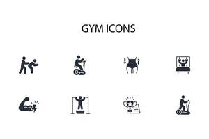 Gym and fitness icon set..Editable stroke.linear style sign for use web design,logo.Symbol illustration. vector