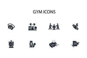 Gym and fitness icon set..Editable stroke.linear style sign for use web design,logo.Symbol illustration. vector