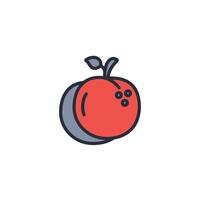 Peach icon. .Editable stroke.linear style sign for use web design,logo.Symbol illustration. vector