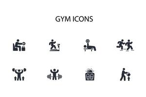 Gym and fitness icon set..Editable stroke.linear style sign for use web design,logo.Symbol illustration. vector