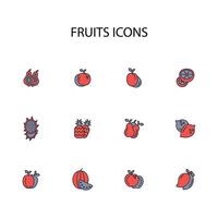 Fruits icon set..Editable stroke.linear style sign for use web design,logo.Symbol illustration. vector