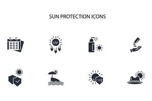 Sun protection icon set..Editable stroke.linear style sign for use web design,logo.Symbol illustration. vector
