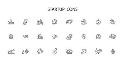 Startup icon set..Editable stroke.linear style sign for use web design,logo.Symbol illustration. vector