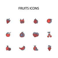 Fruits icon set..Editable stroke.linear style sign for use web design,logo.Symbol illustration. vector