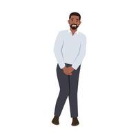 Stressed man standing and want to pee. vector