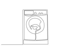 washing machine cleaning clothes object one line art design vector