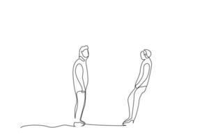 two people talking unhappy support motivation one line art design vector